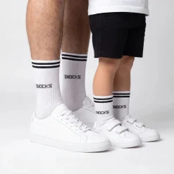 Hohe Sportsocken mit Streifen Kinder aus Bio Baumwolle