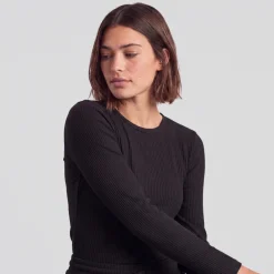 Langarmshirt Damen Rippstruktur aus Bio-Baumwolle