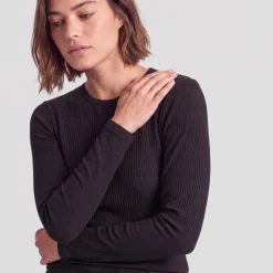 Langarmshirt Damen Rippstruktur aus Bio-Baumwolle