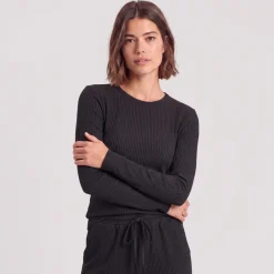 Langarmshirt Damen Rippstruktur aus Bio-Baumwolle