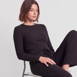 Langarmshirt Damen Rippstruktur aus Bio-Baumwolle
