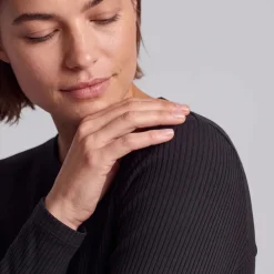 Langarmshirt Damen Rippstruktur aus Bio-Baumwolle