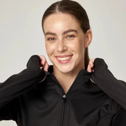 Sportjacke Damen mit Reißverschluss aus recyceltem Polyamid
