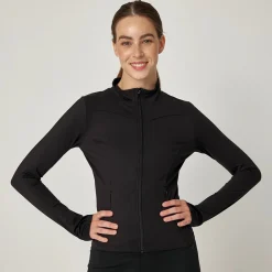 Sportjacke Damen mit Reißverschluss aus recyceltem Polyamid
